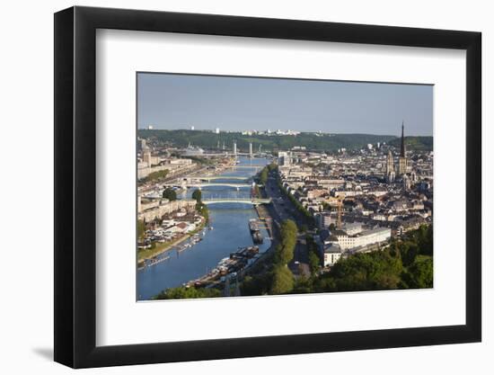 Elevated City View Above Seine River, Rouen, Normandy, France-Walter Bibikow-Framed Photographic Print