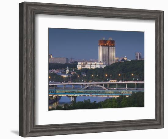 Elevated City View with the Russian Academy of Sciences, Sparrow Hills-Area, Moscow, Russia-Walter Bibikow-Framed Photographic Print