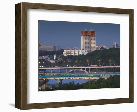 Elevated City View with the Russian Academy of Sciences, Sparrow Hills-Area, Moscow, Russia-Walter Bibikow-Framed Photographic Print