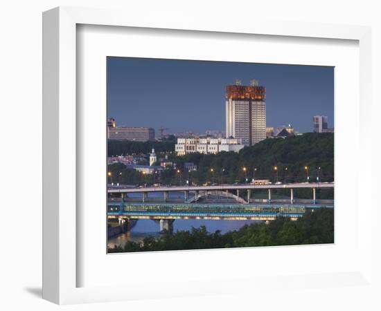 Elevated City View with the Russian Academy of Sciences, Sparrow Hills-Area, Moscow, Russia-Walter Bibikow-Framed Photographic Print