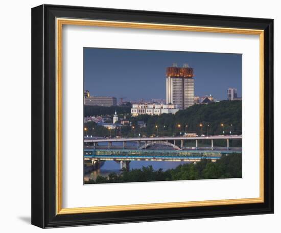 Elevated City View with the Russian Academy of Sciences, Sparrow Hills-Area, Moscow, Russia-Walter Bibikow-Framed Photographic Print