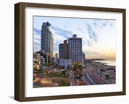 Elevated Dusk View of the City Beachfront, Tel Aviv, Israel, Middle East-Gavin Hellier-Framed Photographic Print