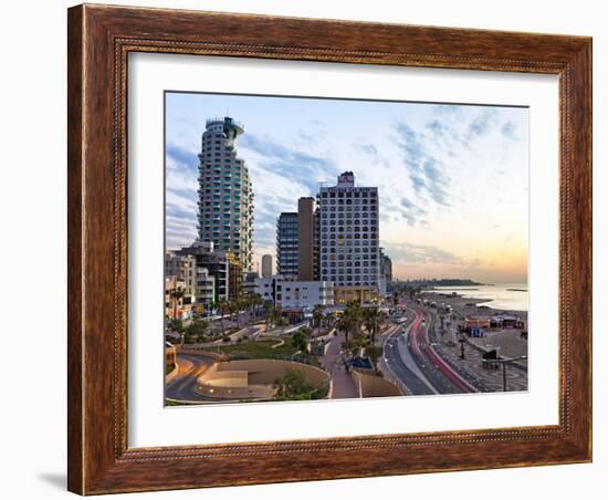 Elevated Dusk View of the City Beachfront, Tel Aviv, Israel, Middle East-Gavin Hellier-Framed Photographic Print