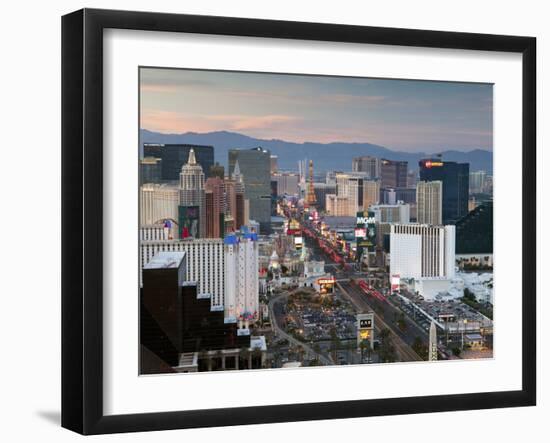 Elevated Dusk View of the Hotels and Casinos Along the Strip, Las Vegas, Nevada, USA, North America-Gavin Hellier-Framed Photographic Print