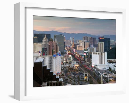 Elevated Dusk View of the Hotels and Casinos Along the Strip, Las Vegas, Nevada, USA, North America-Gavin Hellier-Framed Photographic Print