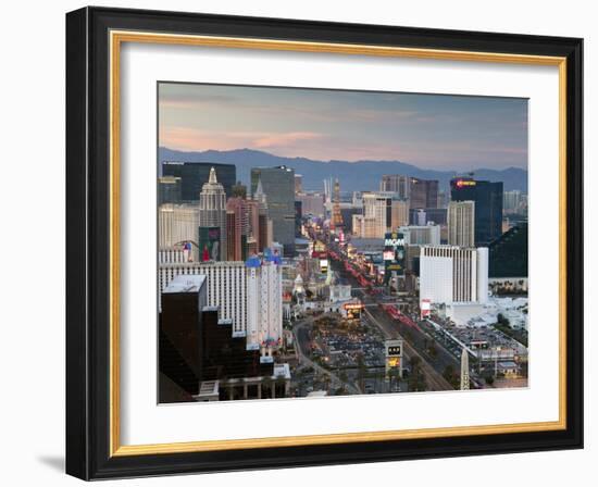 Elevated Dusk View of the Hotels and Casinos Along the Strip, Las Vegas, Nevada, USA, North America-Gavin Hellier-Framed Photographic Print