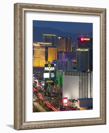 Elevated Dusk View of the Hotels and Casinos Along the Strip, Las Vegas, Nevada, USA, North America-Gavin Hellier-Framed Photographic Print