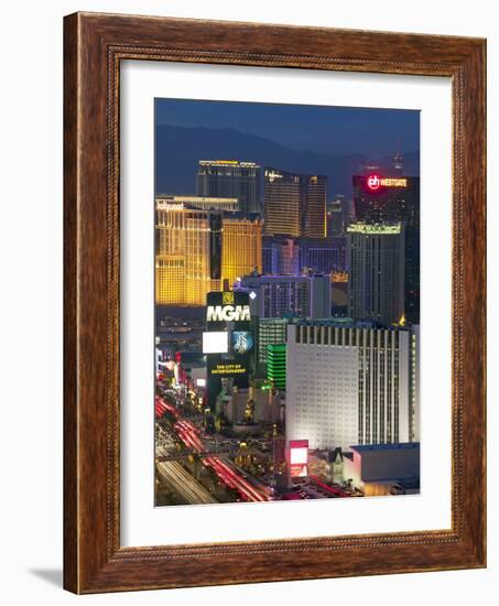 Elevated Dusk View of the Hotels and Casinos Along the Strip, Las Vegas, Nevada, USA, North America-Gavin Hellier-Framed Photographic Print