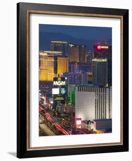 Elevated Dusk View of the Hotels and Casinos Along the Strip, Las Vegas, Nevada, USA, North America-Gavin Hellier-Framed Photographic Print