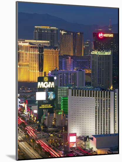 Elevated Dusk View of the Hotels and Casinos Along the Strip, Las Vegas, Nevada, USA, North America-Gavin Hellier-Mounted Photographic Print