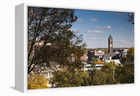 Elevated Skyline with Old Courthouse, Sioux Falls, South Dakota, USA-Walter Bibikow-Framed Premier Image Canvas