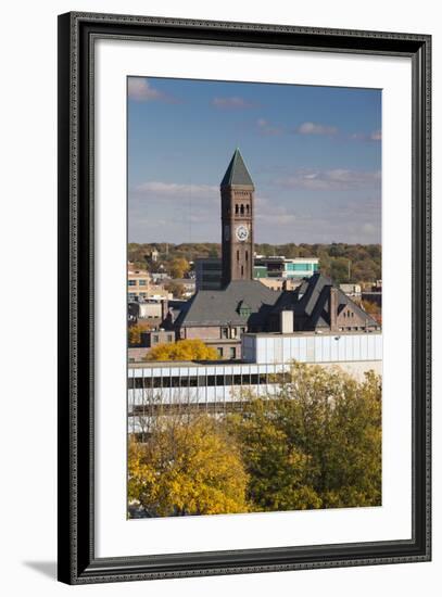 Elevated Skyline with Old Courthouse, Sioux Falls, South Dakota, USA-Walter Bibikow-Framed Photographic Print