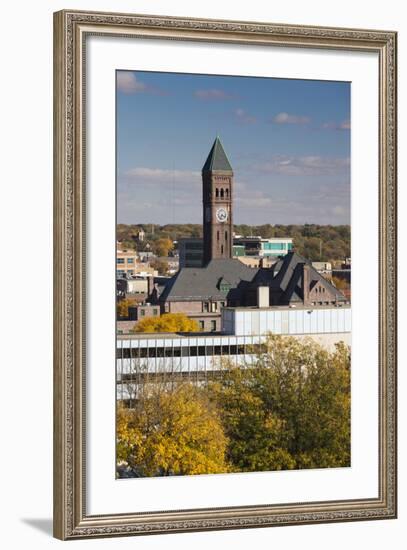 Elevated Skyline with Old Courthouse, Sioux Falls, South Dakota, USA-Walter Bibikow-Framed Photographic Print