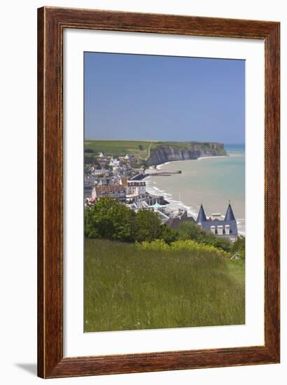 Elevated Town View, Arromanches Les Bains, Normandy, France-Walter Bibikow-Framed Photographic Print