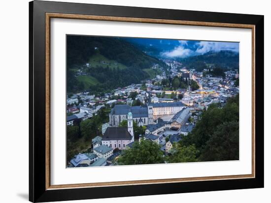 Elevated Town View At Dusk Over Berchtesgaden. Upper Bavaria. Germany-Oscar Dominguez-Framed Photographic Print