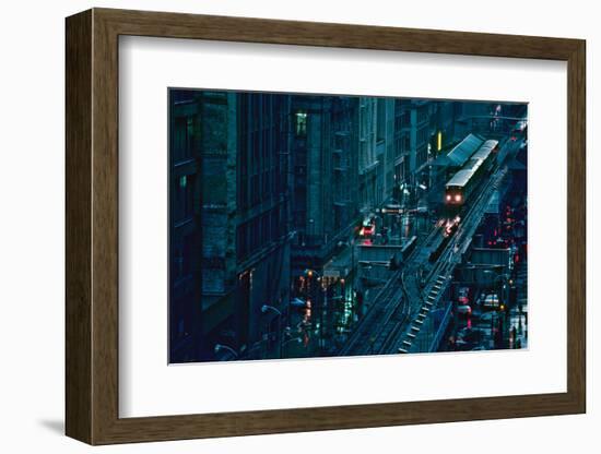 Elevated train in downtown Chicago, Cook County, Illinois, USA-null-Framed Photographic Print
