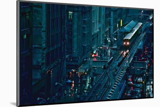 Elevated train in downtown Chicago, Cook County, Illinois, USA-null-Mounted Photographic Print