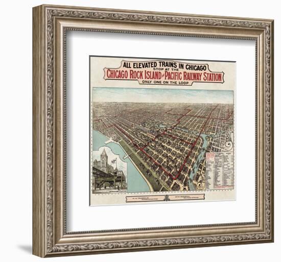 Elevated Trains in Chicago, c. 1897-Poole Bros^-Framed Art Print