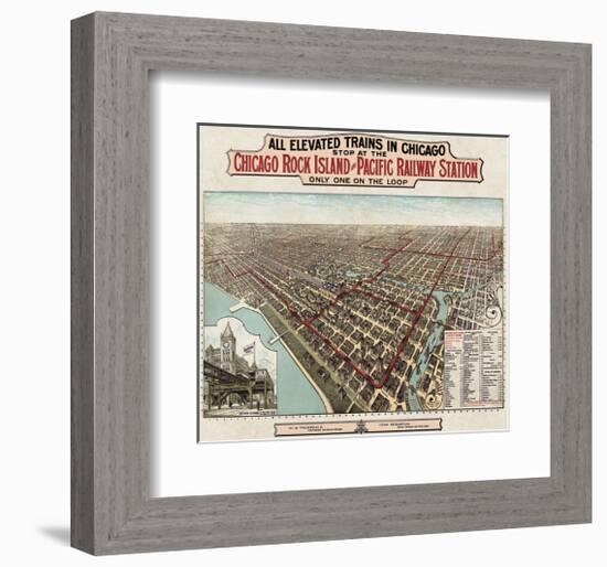 Elevated Trains in Chicago, c. 1897-Poole Bros^-Framed Art Print