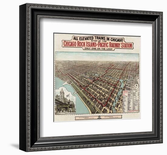 Elevated Trains in Chicago, c. 1897-Poole Bros^-Framed Art Print