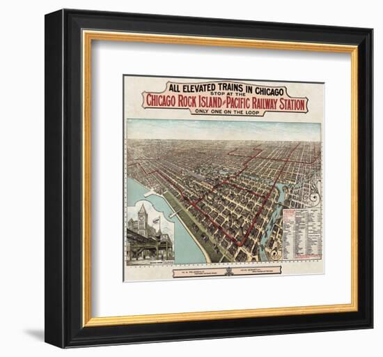 Elevated Trains in Chicago, c. 1897-Poole Bros^-Framed Art Print