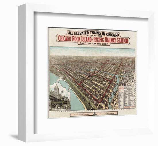 Elevated Trains in Chicago, c. 1897-Poole Bros^-Framed Art Print