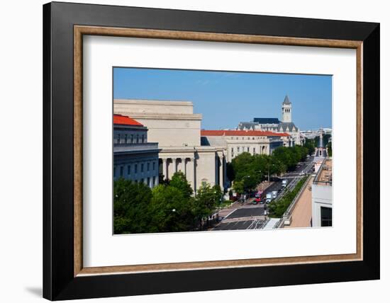 Elevated view down Pennsylvania Avenue, Washington D.C. with Old Post Office tower in view, Wash...-null-Framed Photographic Print