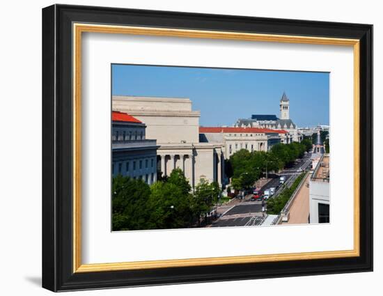 Elevated view down Pennsylvania Avenue, Washington D.C. with Old Post Office tower in view, Wash...-null-Framed Photographic Print