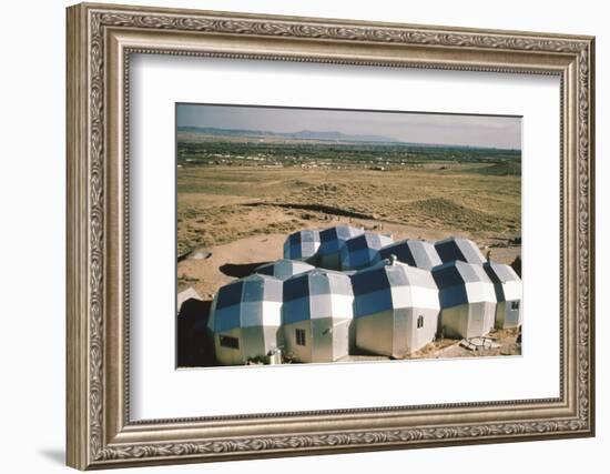 Elevated View of a Residential Geodesic Dome Structure, Called 'Zome', Corrales, NM, 1972-John Dominis-Framed Photographic Print