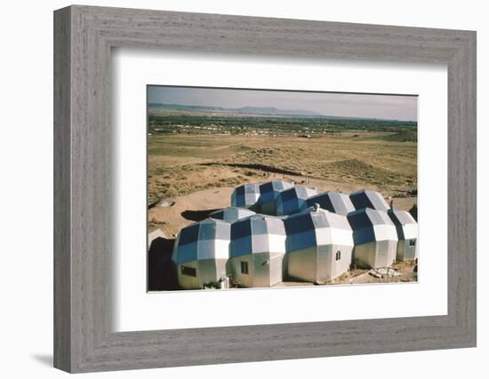 Elevated View of a Residential Geodesic Dome Structure, Called 'Zome', Corrales, NM, 1972-John Dominis-Framed Photographic Print