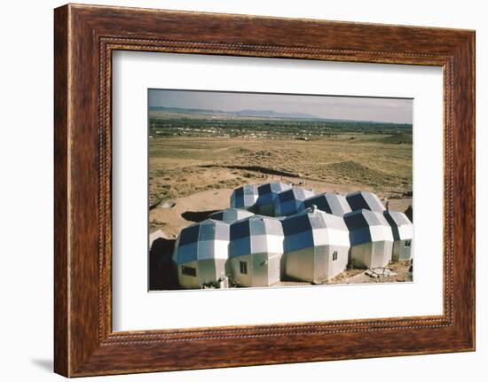 Elevated View of a Residential Geodesic Dome Structure, Called 'Zome', Corrales, NM, 1972-John Dominis-Framed Photographic Print