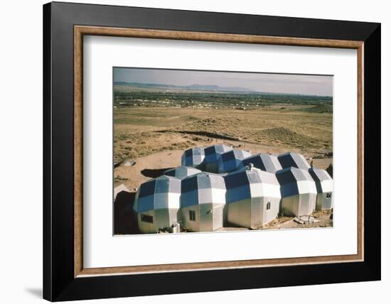 Elevated View of a Residential Geodesic Dome Structure, Called 'Zome', Corrales, NM, 1972-John Dominis-Framed Photographic Print