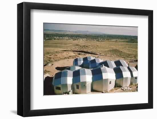 Elevated View of a Residential Geodesic Dome Structure, Called 'Zome', Corrales, NM, 1972-John Dominis-Framed Photographic Print