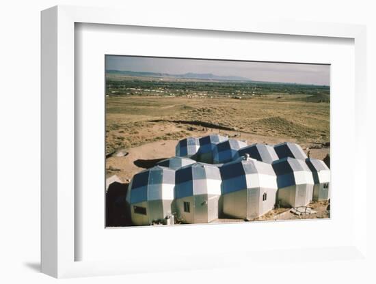 Elevated View of a Residential Geodesic Dome Structure, Called 'Zome', Corrales, NM, 1972-John Dominis-Framed Photographic Print