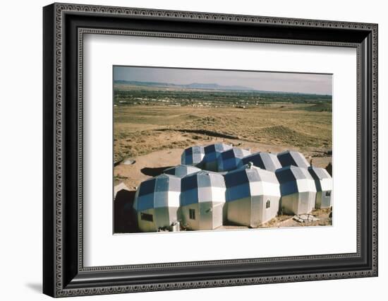 Elevated View of a Residential Geodesic Dome Structure, Called 'Zome', Corrales, NM, 1972-John Dominis-Framed Photographic Print