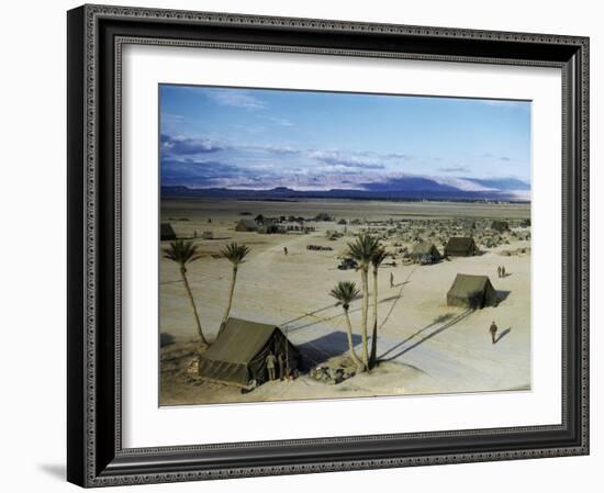 Elevated View of a Us Military Camp, Sahara, 1943-Margaret Bourke-White-Framed Photographic Print
