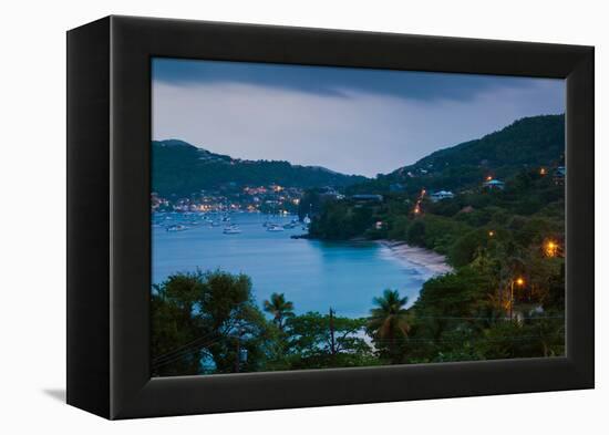 Elevated view of Admiralty Bay, Port Elizabeth, Bequia, Saint Vincent And The Grenadines-null-Framed Premier Image Canvas