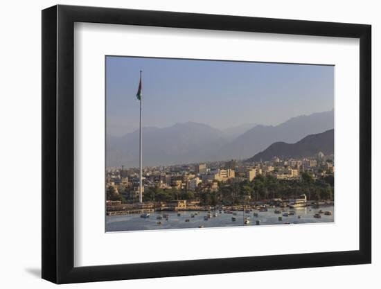 Elevated View of Aqaba Seafront with Huge Jordanian Flag, Middle East-Eleanor Scriven-Framed Photographic Print