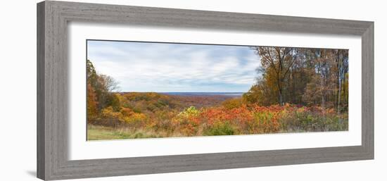 Elevated view of autumn trees, Brown County State Park, Brown County, Indiana, USA-null-Framed Photographic Print