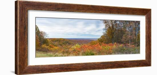 Elevated view of autumn trees, Brown County State Park, Brown County, Indiana, USA-null-Framed Photographic Print