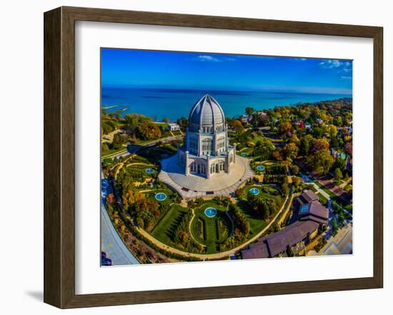 Elevated view of Baha'i Temple, Wilmette, Cook County, Illinois, USA-null-Framed Photographic Print