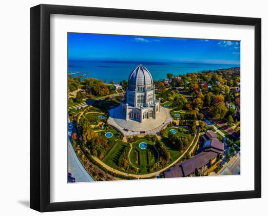 Elevated view of Baha'i Temple, Wilmette, Cook County, Illinois, USA-null-Framed Photographic Print