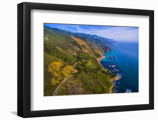 Elevated view of Big Sur coastline, California, USA-null-Framed Photographic Print