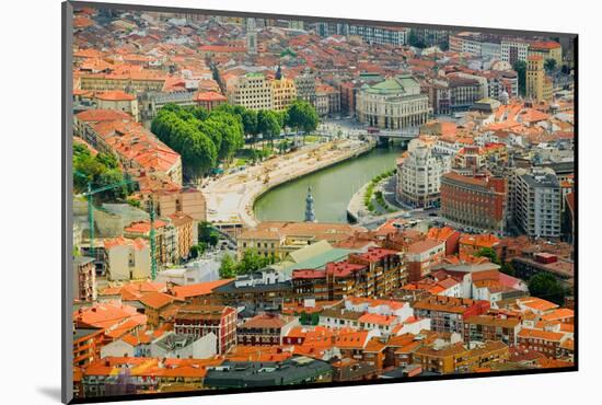 Elevated view of Bilbao, Spain (Bilbo) and river Ibaizabal-null-Mounted Photographic Print