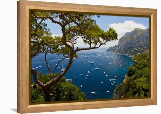 Elevated view of blue waters of the City of Capri, an Italian island off the Sorrentine Peninsul...-null-Framed Premier Image Canvas