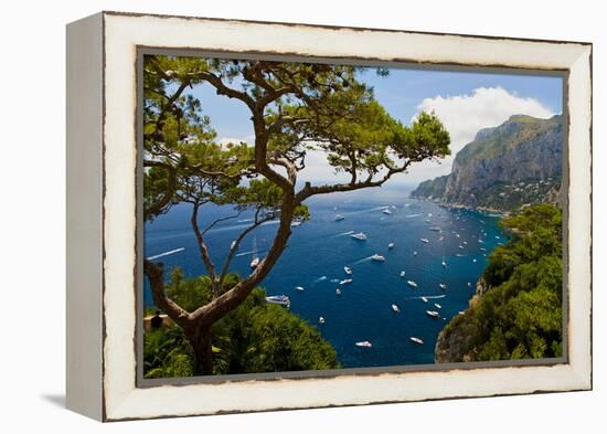 Elevated view of blue waters of the City of Capri, an Italian island off the Sorrentine Peninsul...-null-Framed Premier Image Canvas