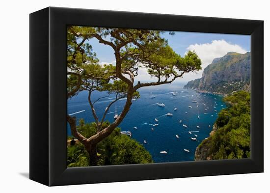 Elevated view of blue waters of the City of Capri, an Italian island off the Sorrentine Peninsul...-null-Framed Premier Image Canvas