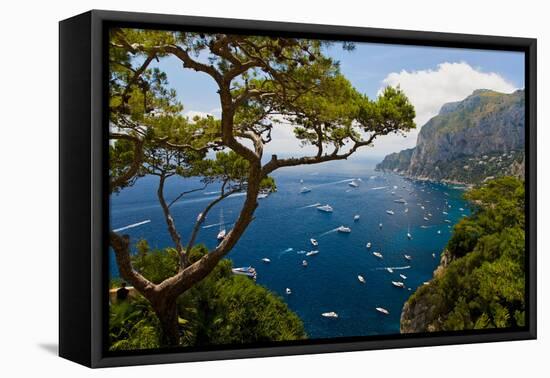 Elevated view of blue waters of the City of Capri, an Italian island off the Sorrentine Peninsul...-null-Framed Premier Image Canvas