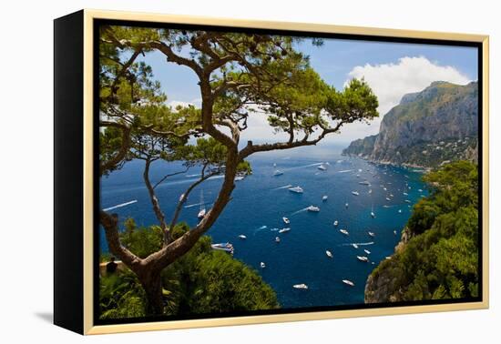 Elevated view of blue waters of the City of Capri, an Italian island off the Sorrentine Peninsul...-null-Framed Premier Image Canvas