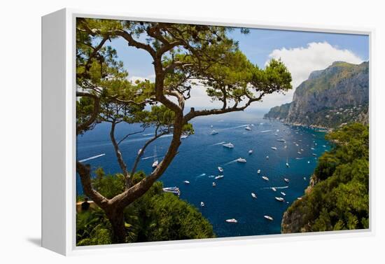 Elevated view of blue waters of the City of Capri, an Italian island off the Sorrentine Peninsul...-null-Framed Premier Image Canvas